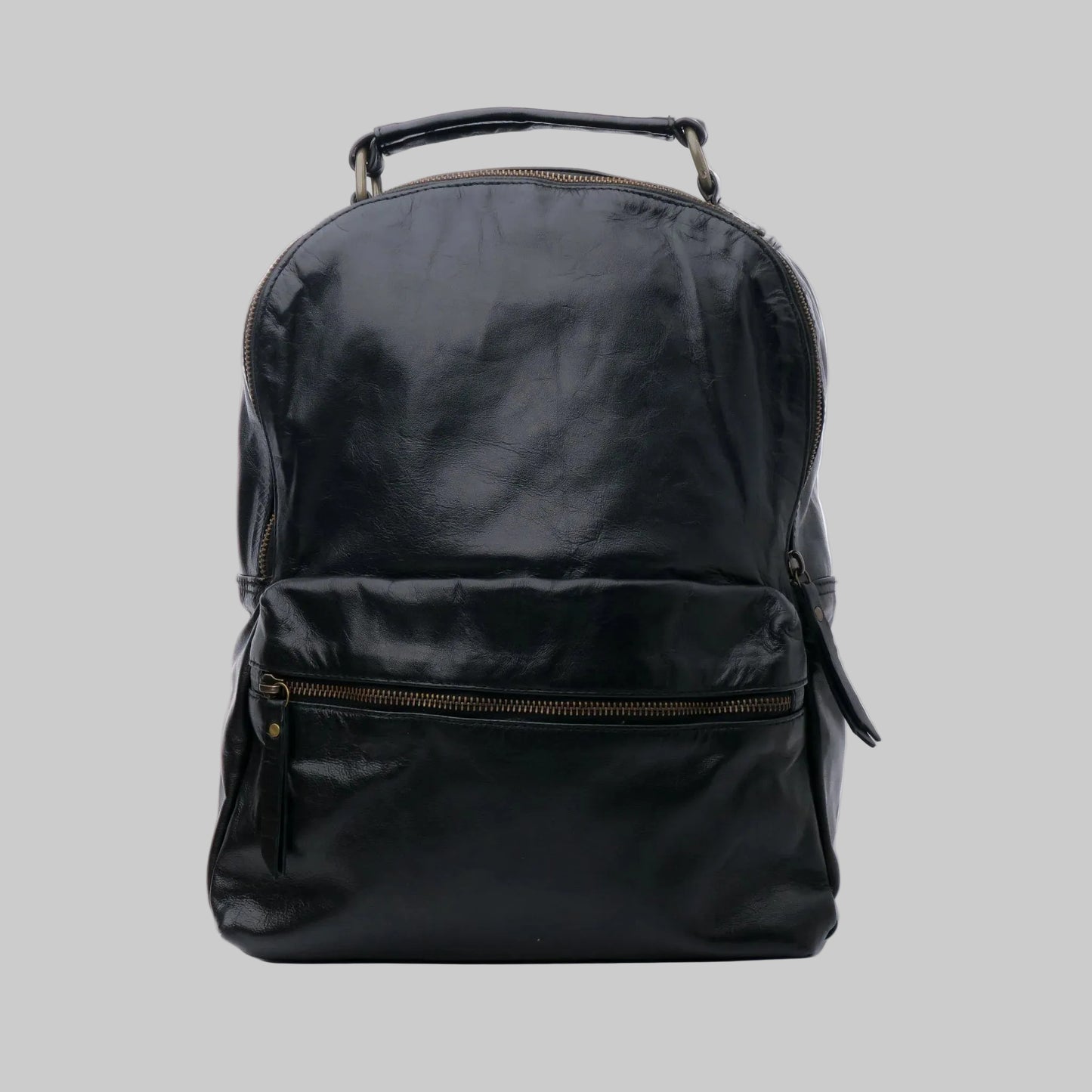 Black backpack on a white background