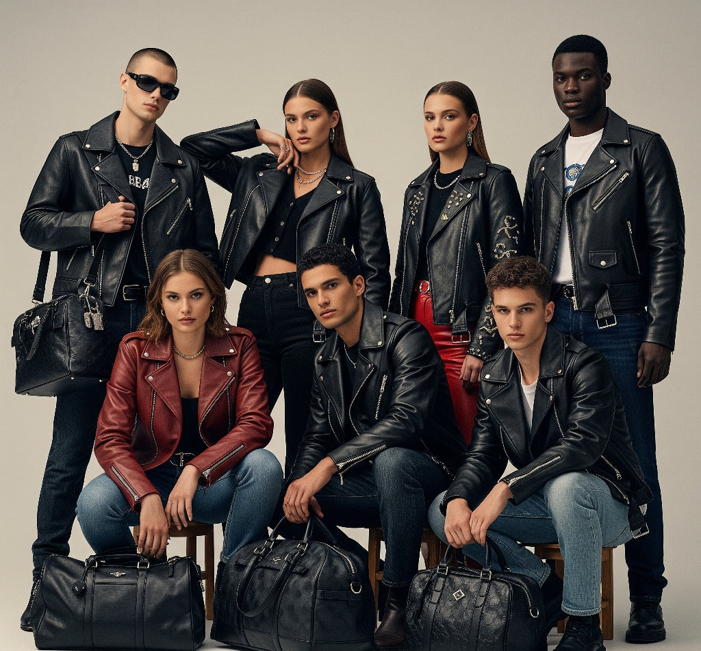 Male and Female Models wearing Leather jackets
