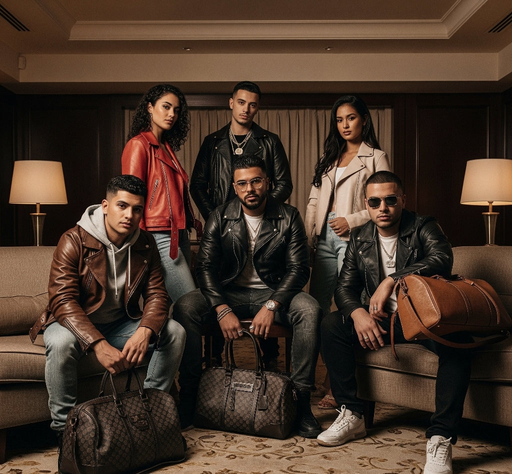 Male and Female Models wearing Leather jackets