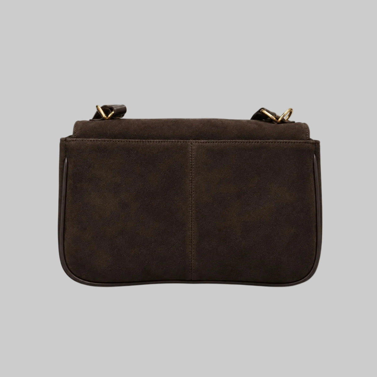 Brown leather handbag on a white background
