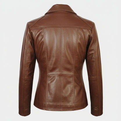 Brown leather jacket on a white background
