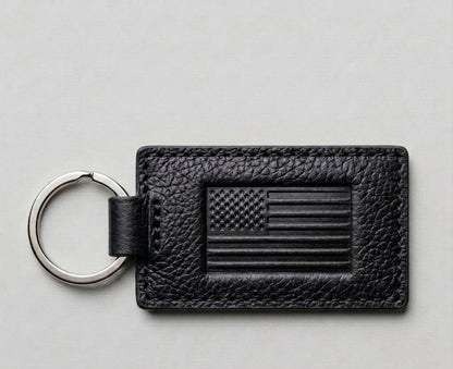 Zervano US Flag Embossed Premium Leather Keychain