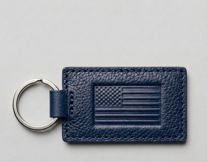 Zervano US Flag Embossed Premium Leather Keychain