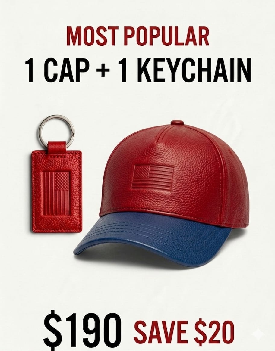US Flag Leather Cap & Keychain Set – $190 Bundle