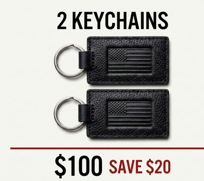2 Zervano US Flag Leather Keychains – $100