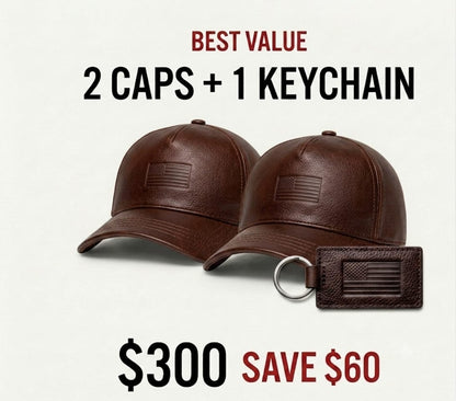 2 USA Leather Caps + 1 Keychain Bundle – $300