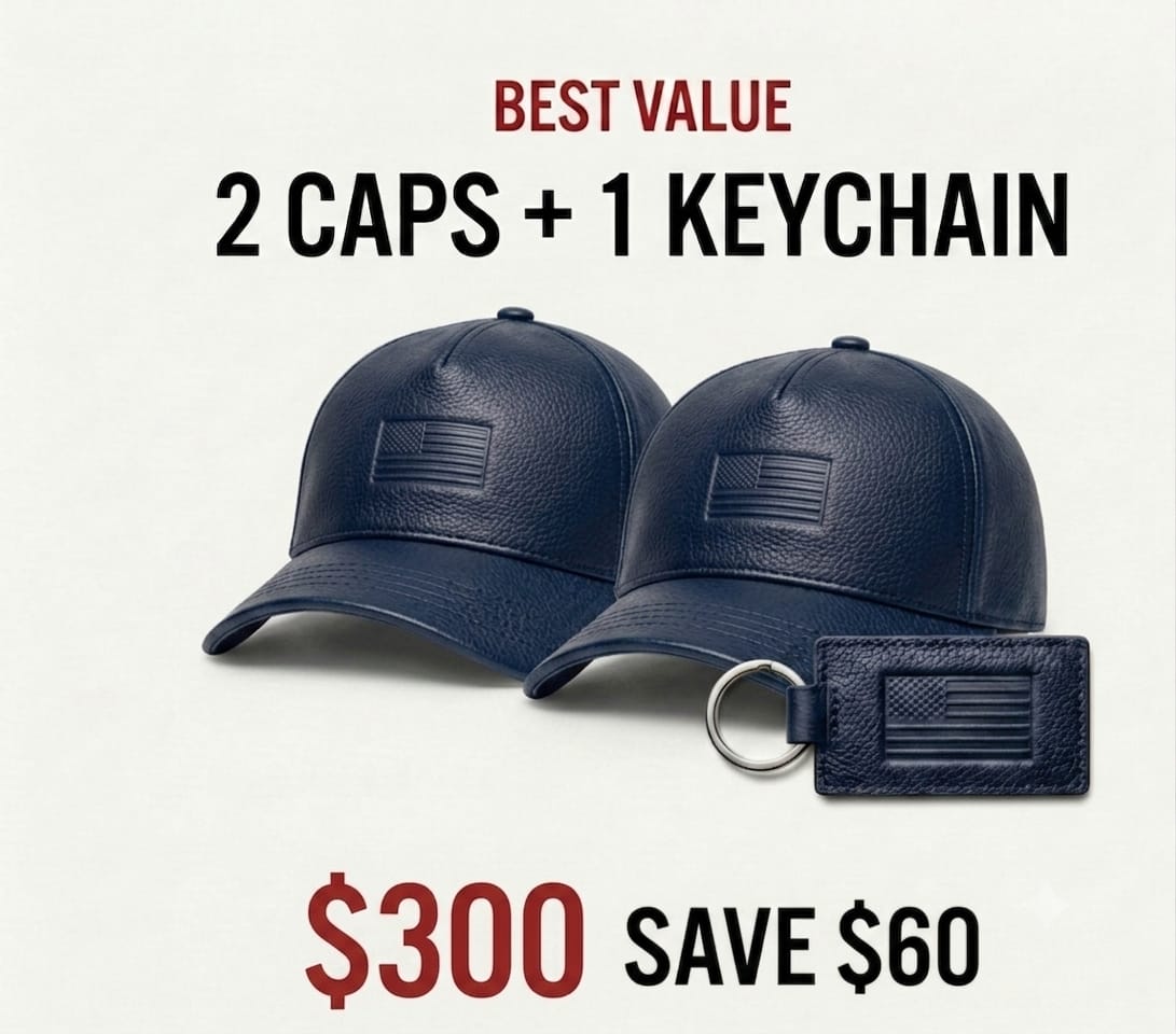 2 USA Leather Caps + 1 Keychain Bundle – $300
