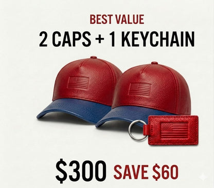 2 USA Leather Caps + 1 Keychain Bundle – $300