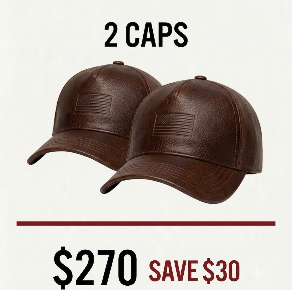 2 Zervano USA Leather Baseball Caps – $270