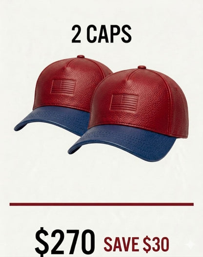 2 Zervano USA Leather Baseball Caps – $270