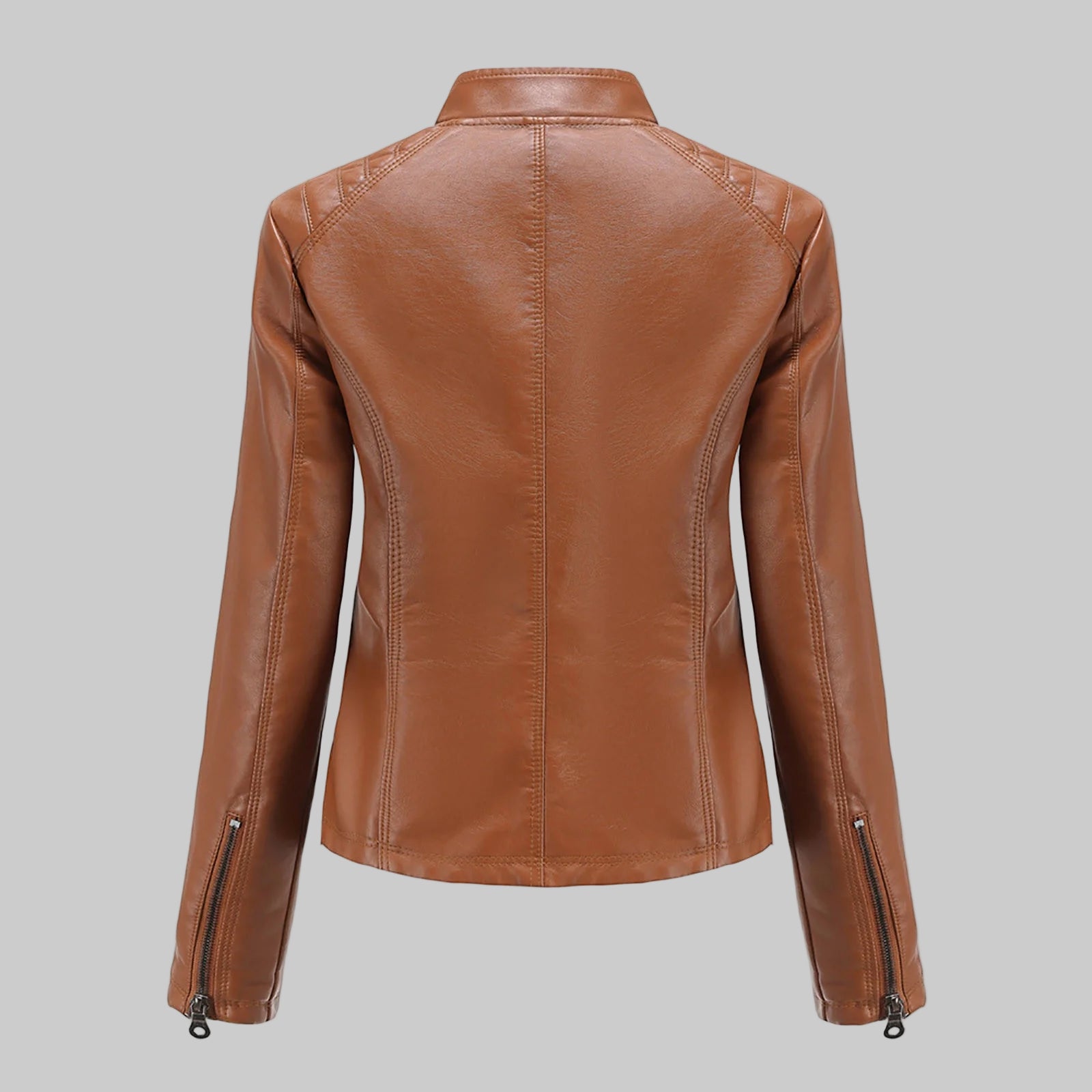 Brown leather jacket on a white background