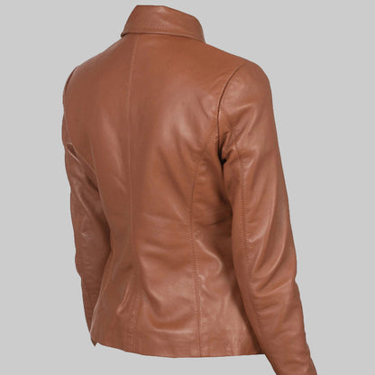 Brown leather jacket on a white background
