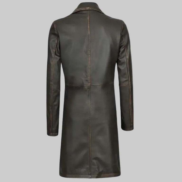 Brown leather coat on a white background