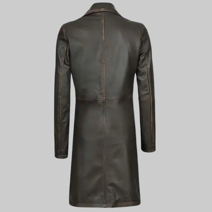 Brown leather coat on a white background