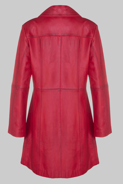 Red leather coat on a white background