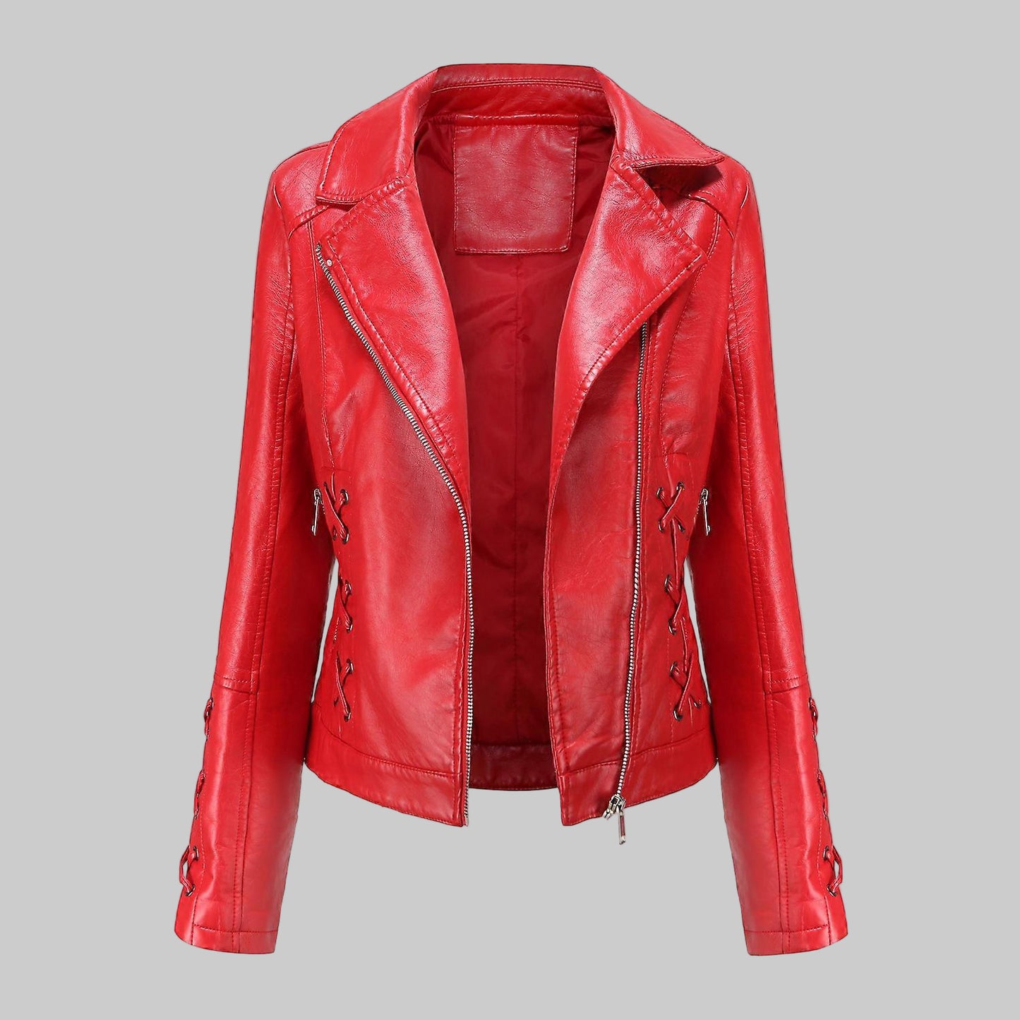 Red leather jacket on a white background