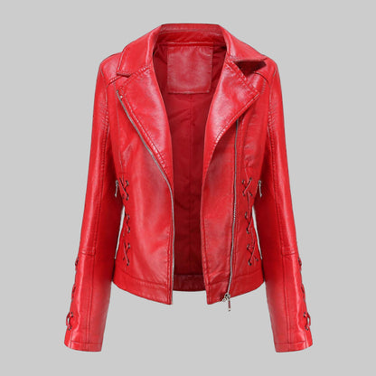 Red leather jacket on a white background