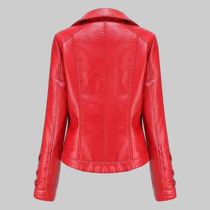Red leather jacket on a white background