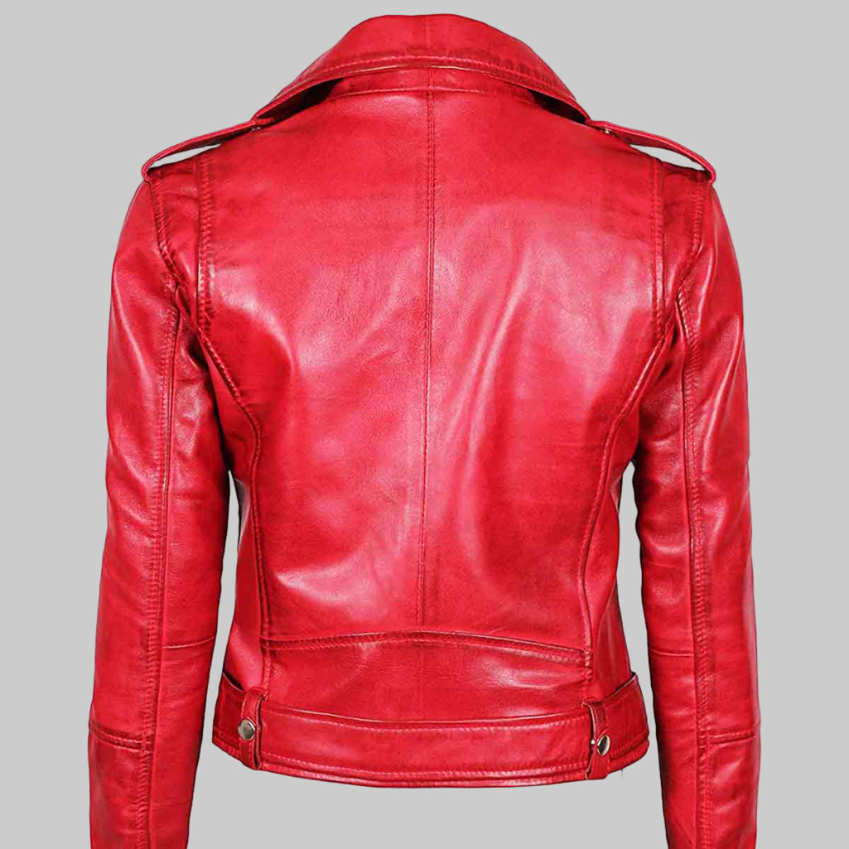Red leather jacket on a white background