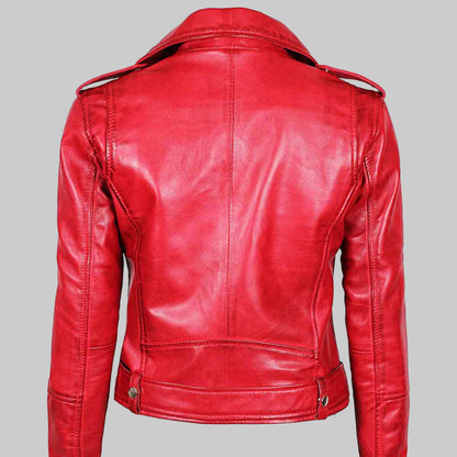 Red leather jacket on a white background