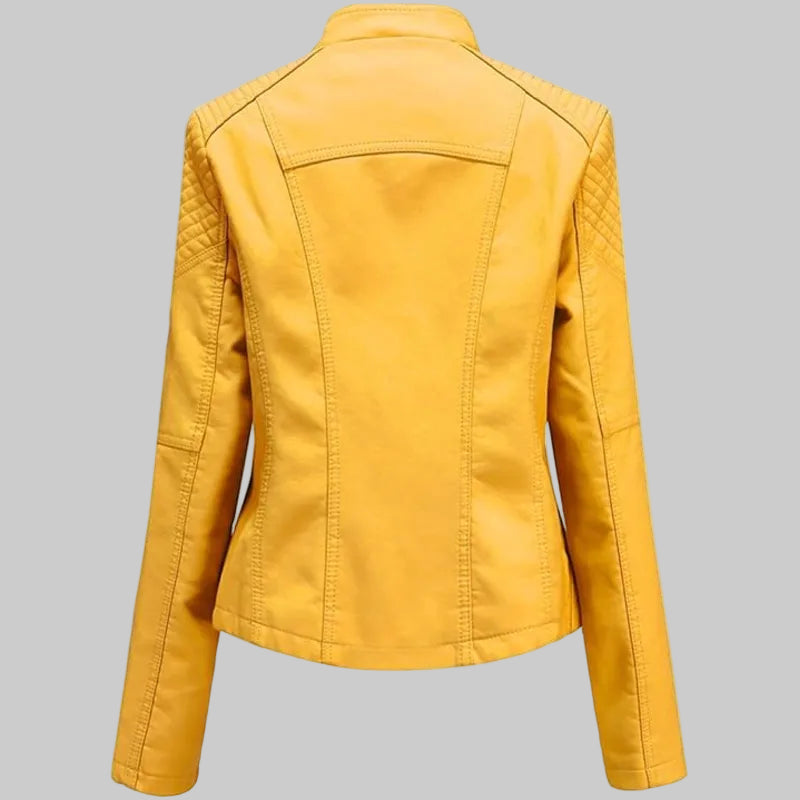 Yellow leather jacket on a white background